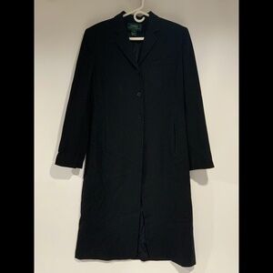 Lauren Ralph Lauren Sz 10 Lightweight Black Long Wool Blend Coat